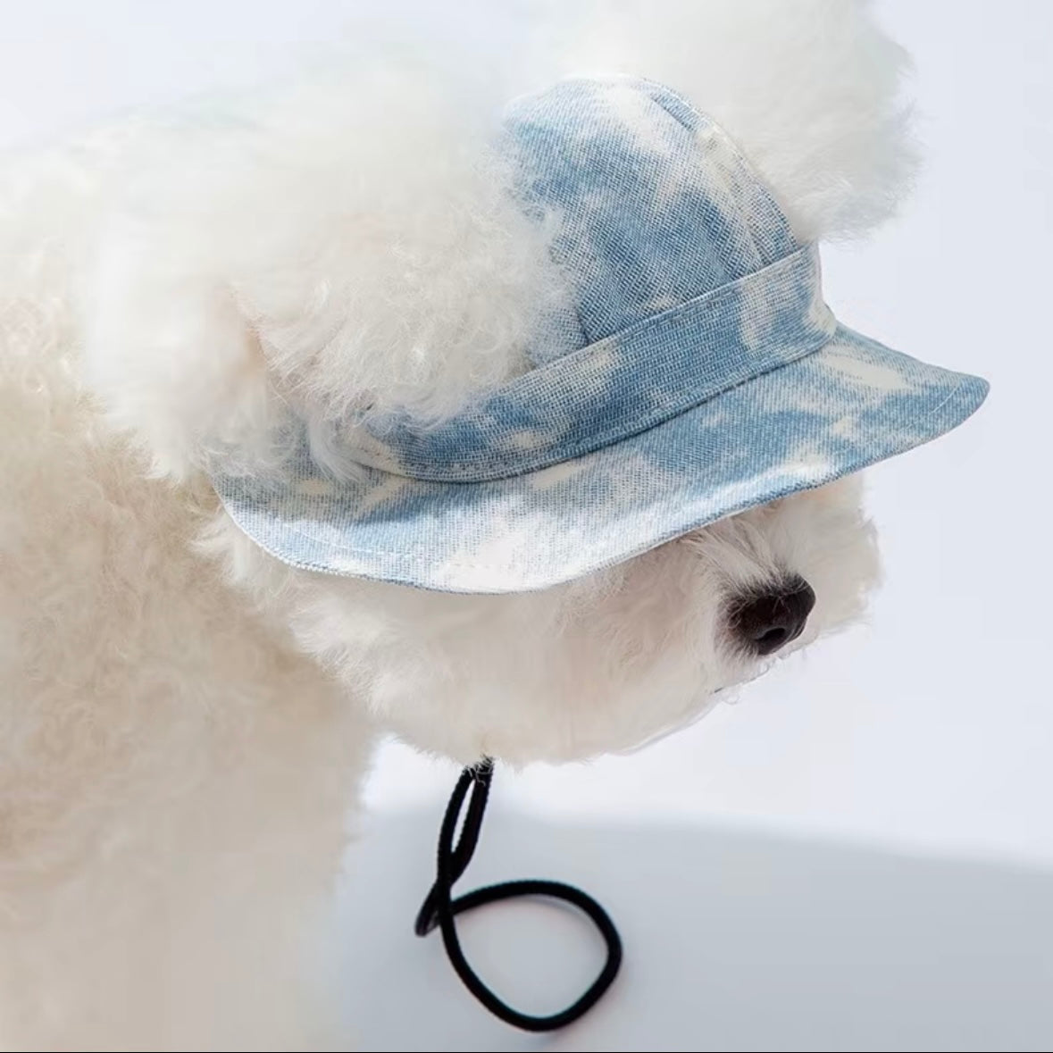 RoRos Pet Fashion Sun Hat for Bichon Frise, Poodle, Schnauzer, etc. - Denim Blue/Goose Yellow